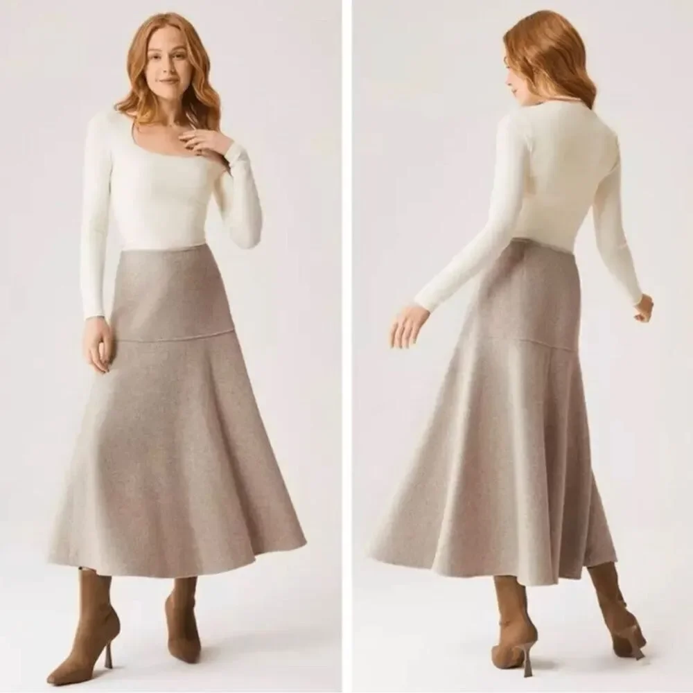 NWT OGL Wool-like Flared Maxi Skirt size M